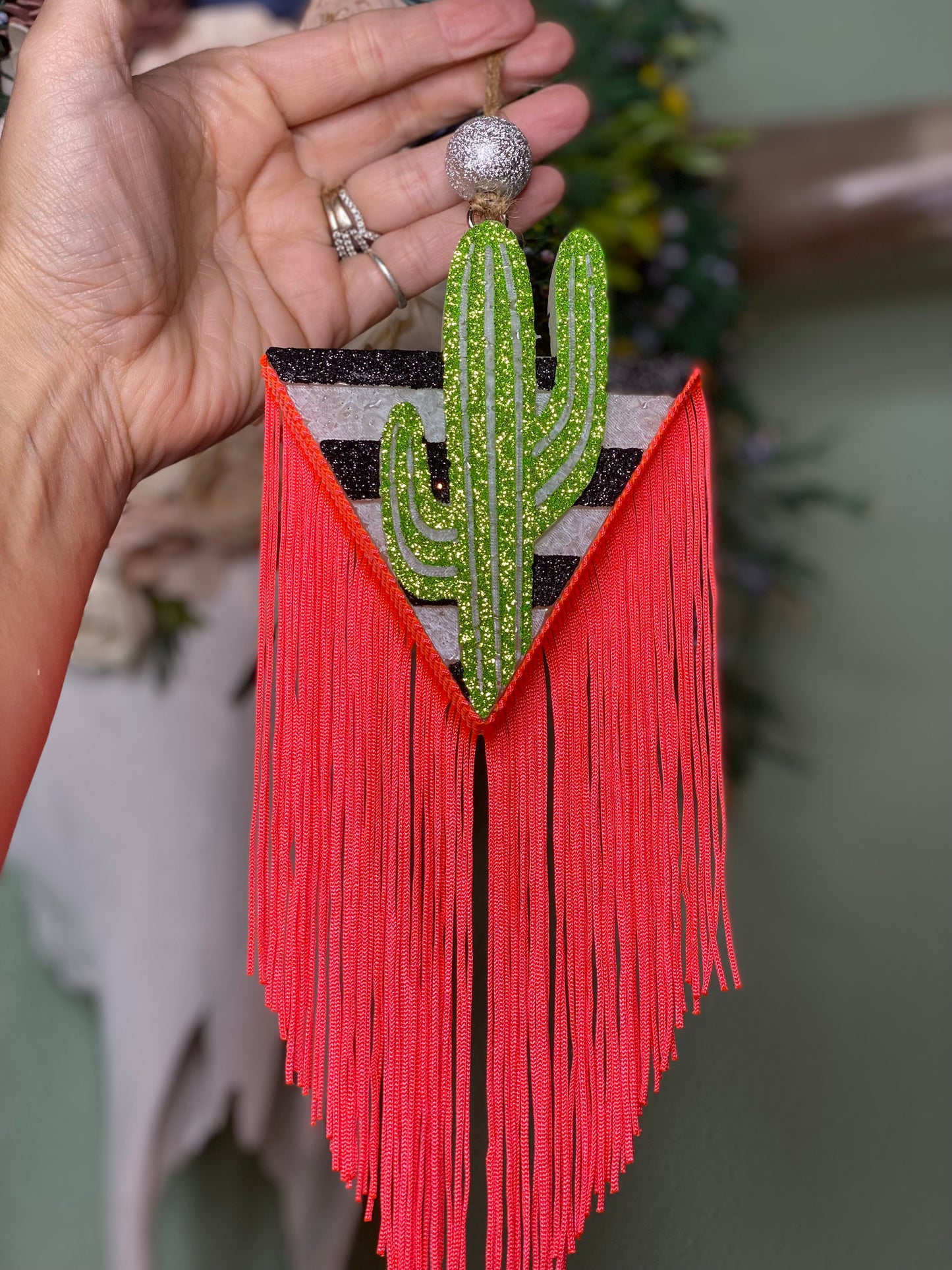 Retro Cactus w/ Fringe Car Freshie