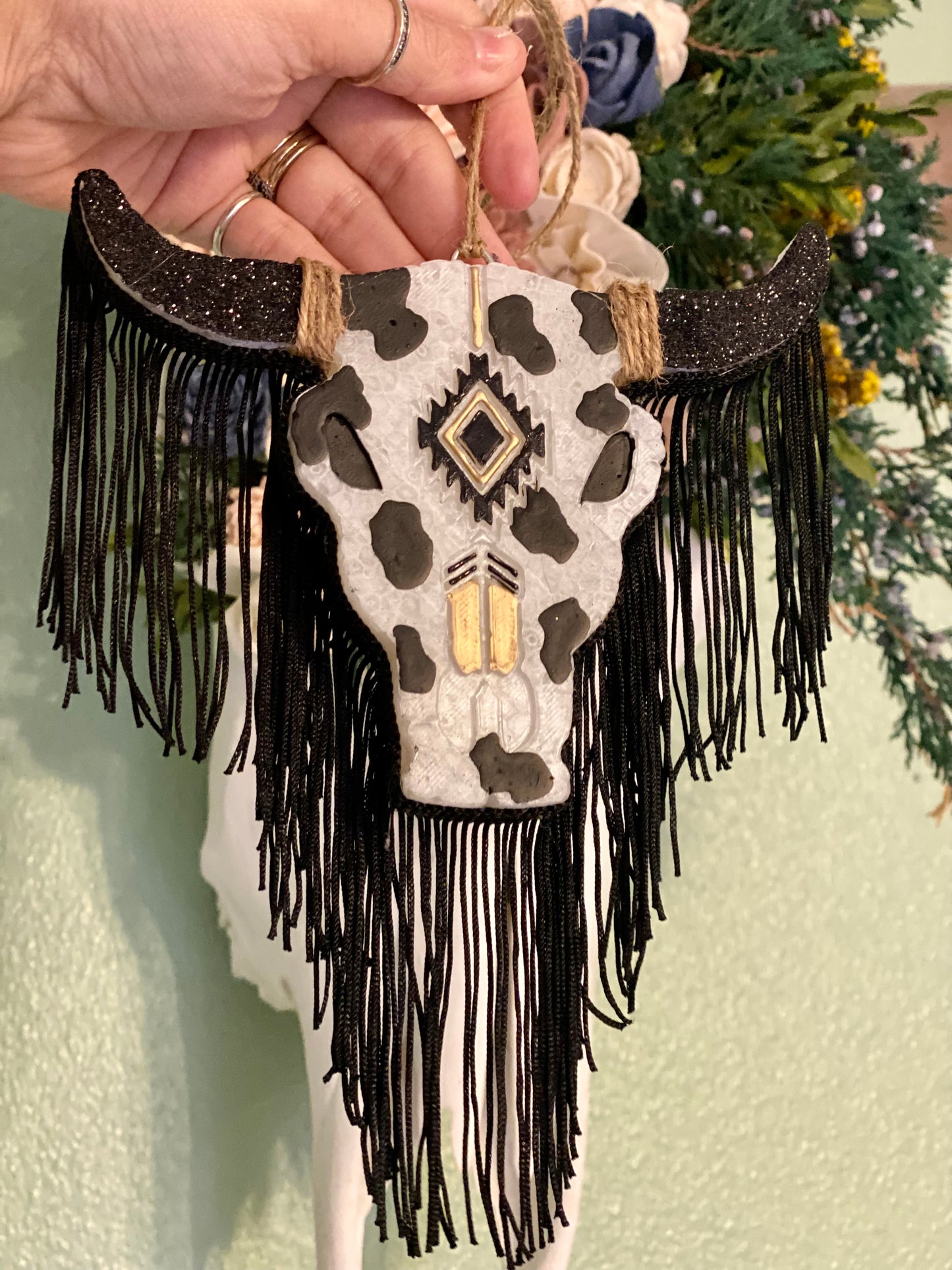 Cow Print Aztec Steer Car Freshie