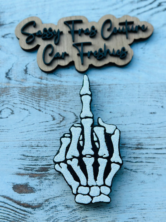 Skeleton Middle Finger Car Freshie