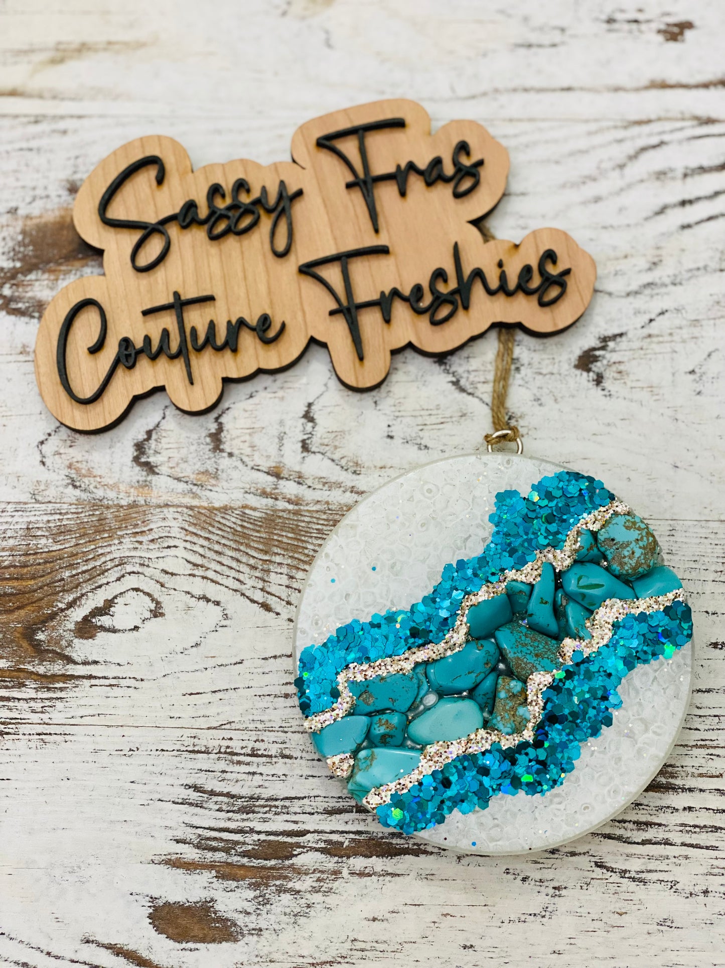 Turquoise Stone Geode Car Freshie