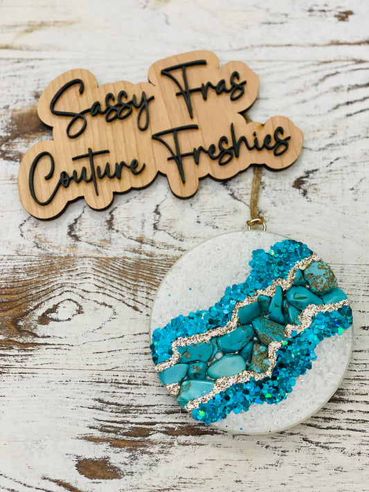 Turquoise Stone Geode Car Freshie