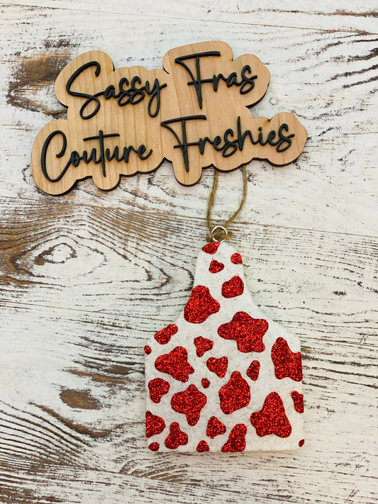 Cow Print Ear Tag Car Freshie