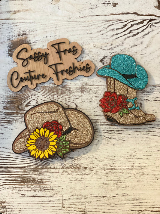 Floral Cowboy Boot Car Freshie