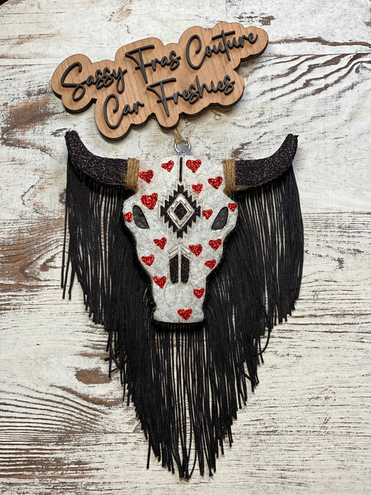 Aztec Steer w/ Hearts Car Freshie