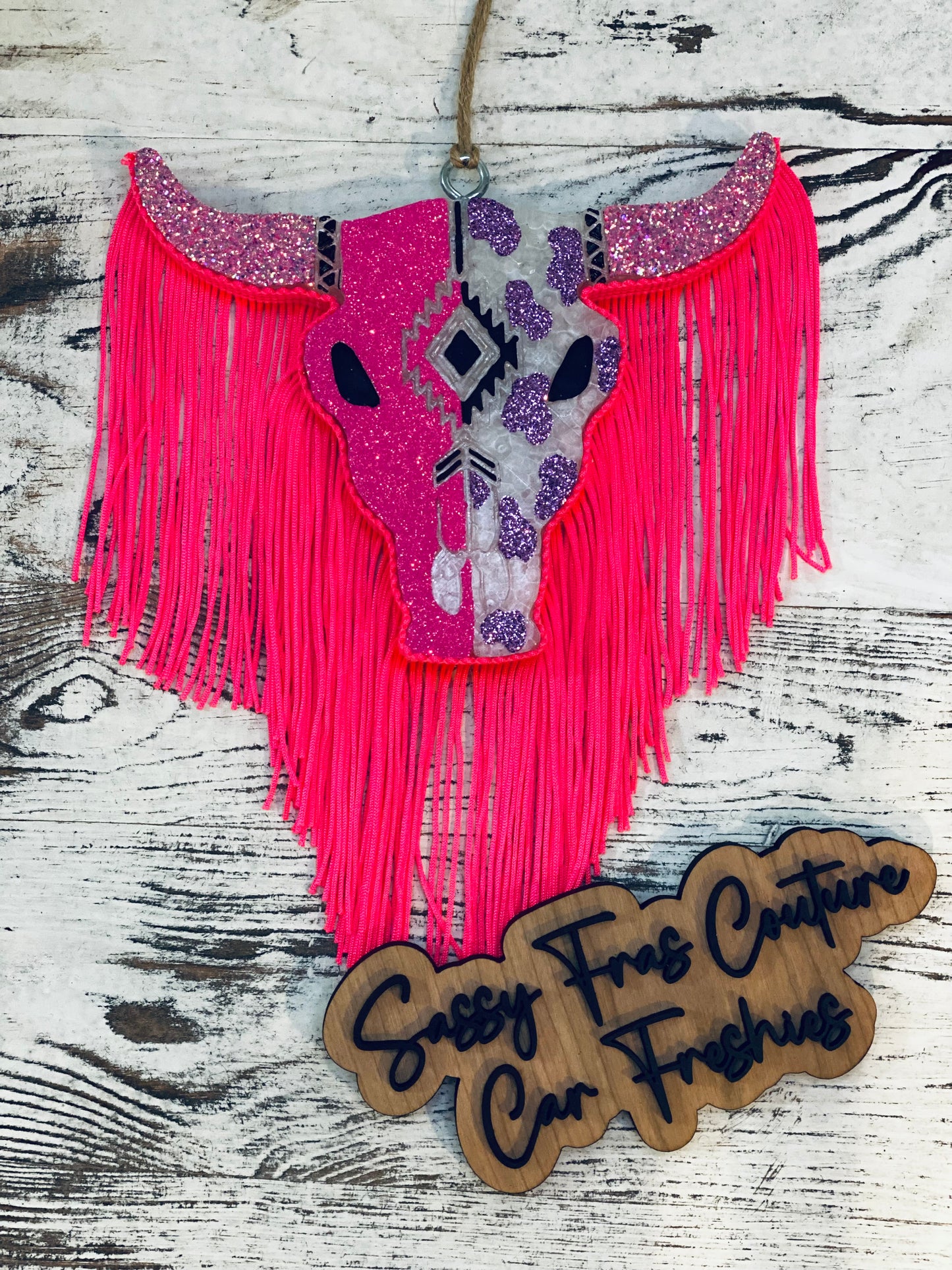 Purple Cow Print Aztec Steer Car Freshie