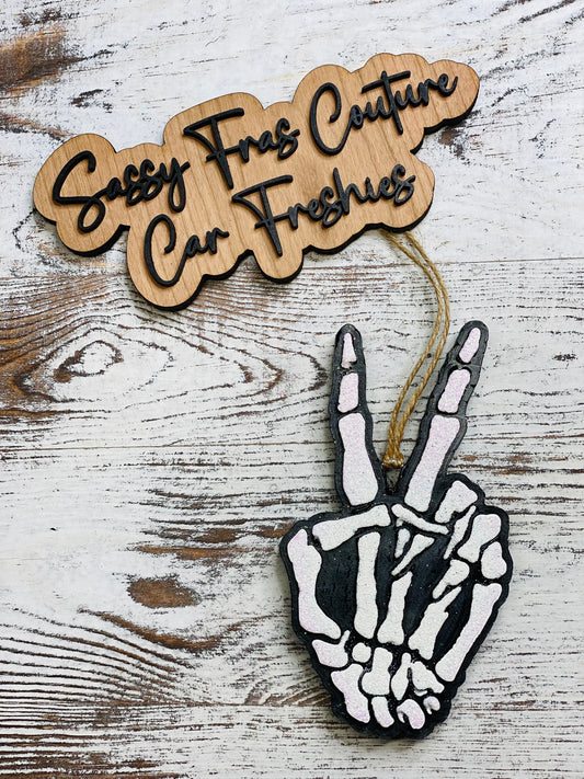 Skeleton Peace Sign Car Freshie