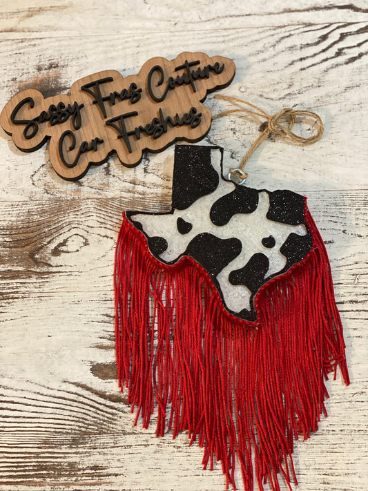 Cow Print Texas Car Freshie