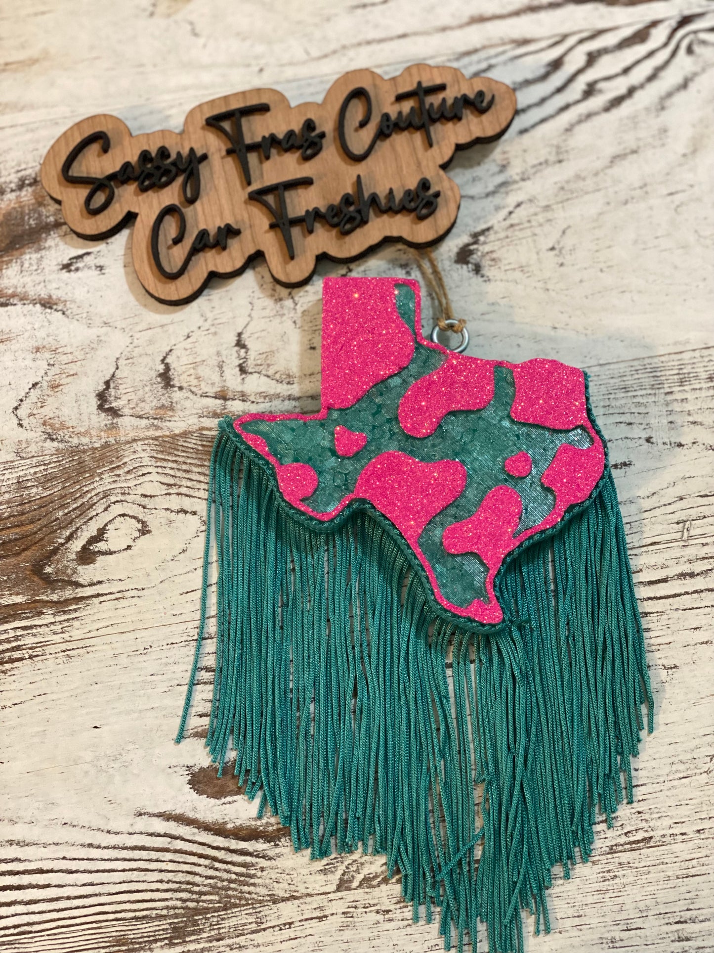 Cow Print Texas Car Freshie