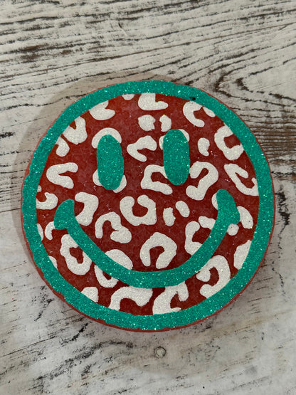 Leopard Smiley Face Car Freshie