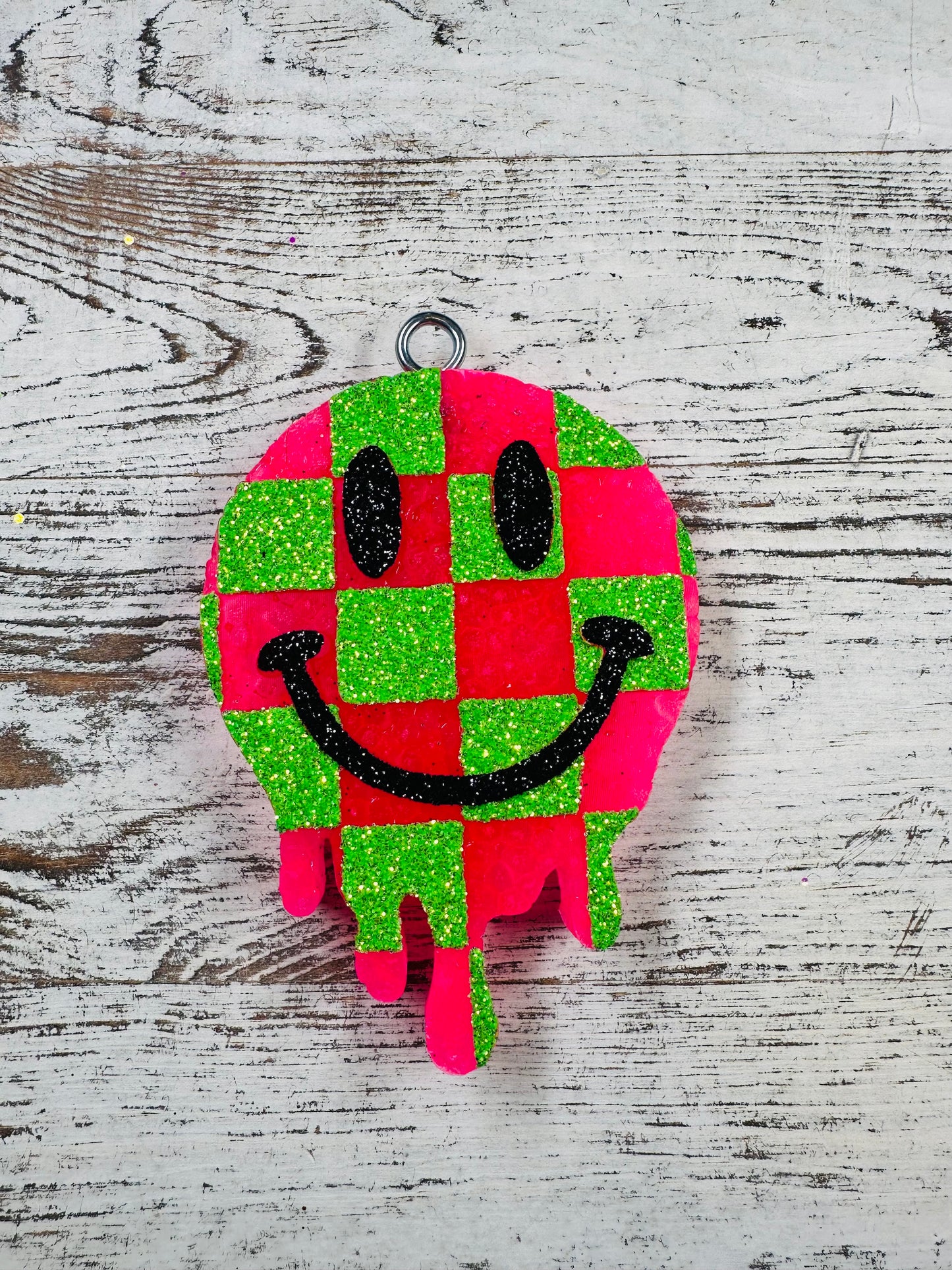 Checkered Smiley Car Freshie