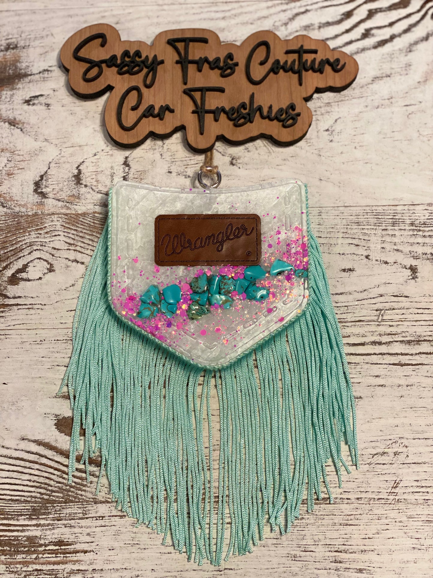 Turquoise Stone Pocket Car Freshie