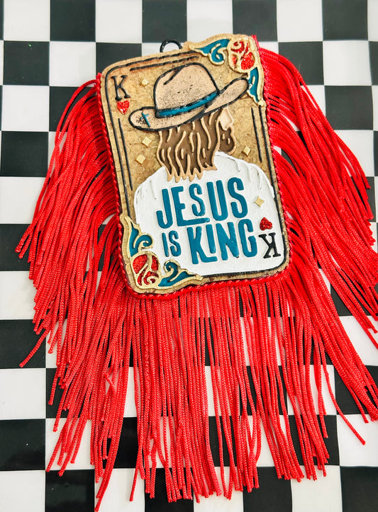 Jesus is King w/ Fringe Car Freshie