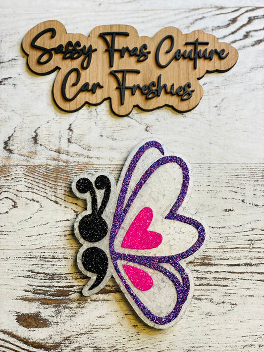 Semi Colon Butterfly Car Freshie