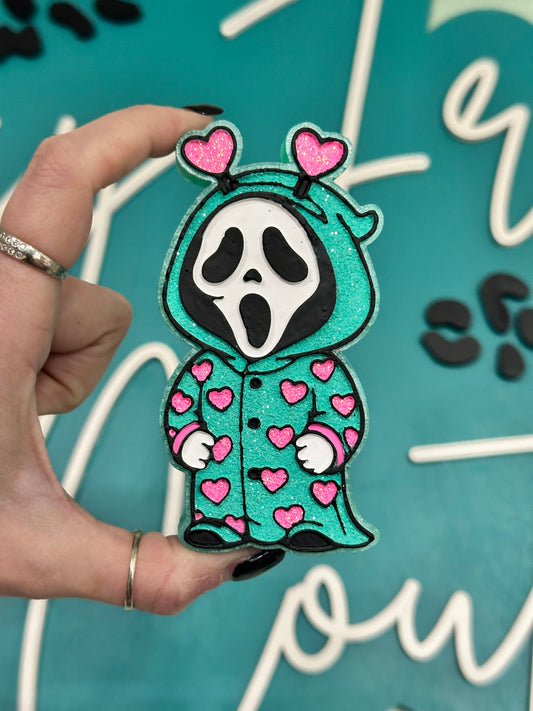 Ghost Face in Heart Pajamas Car Freshie