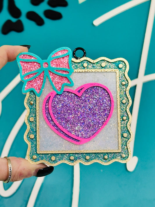 Heart Stamp w/ Bow Stamp Car Freshie