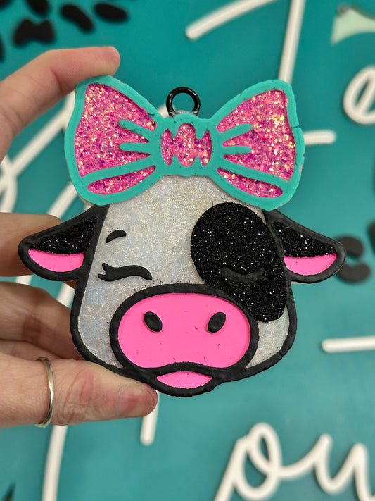 Cute Cow w/ Bow Car Freshie