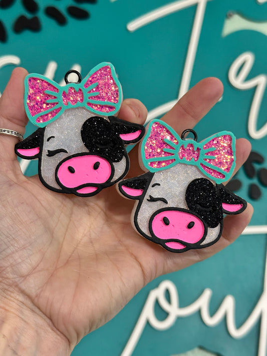 Cute Cow w/ Bow Car Freshie Vent Clips