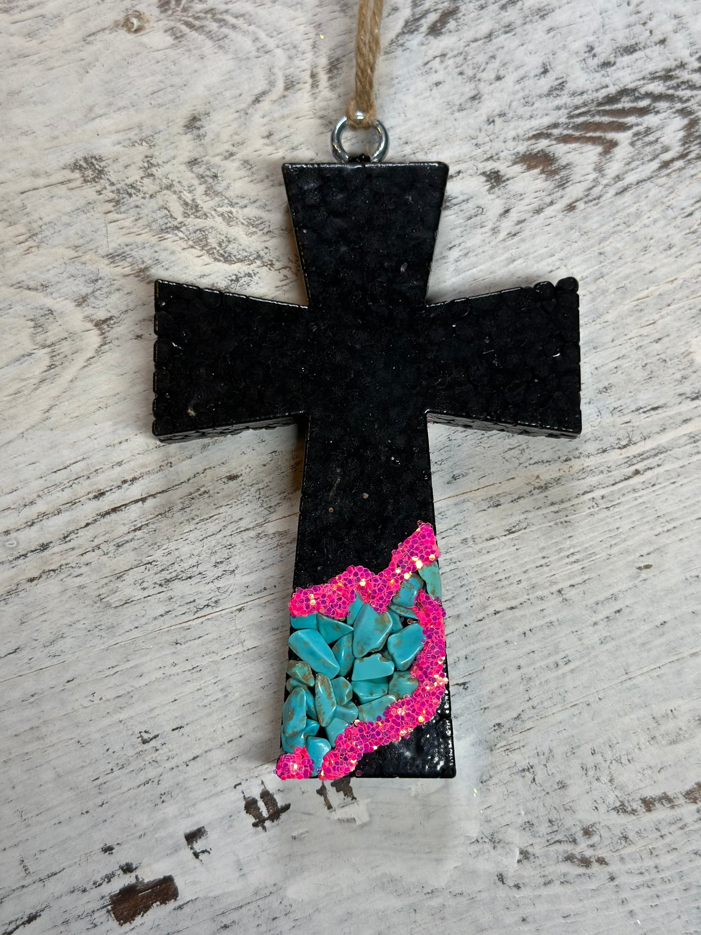 Turquoise Stone Cross Car Freshie