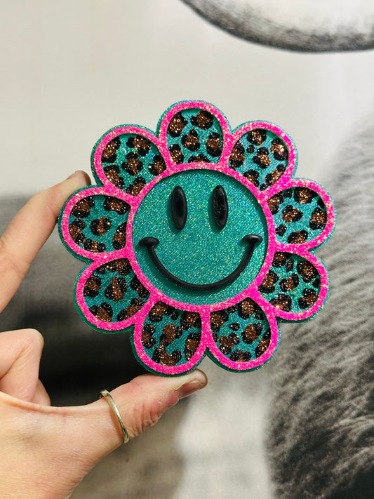 Leopard Smiley Daisy Car Freshie