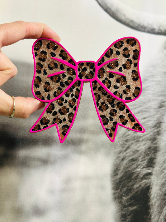 Pink Leopard Bow Car Freshie