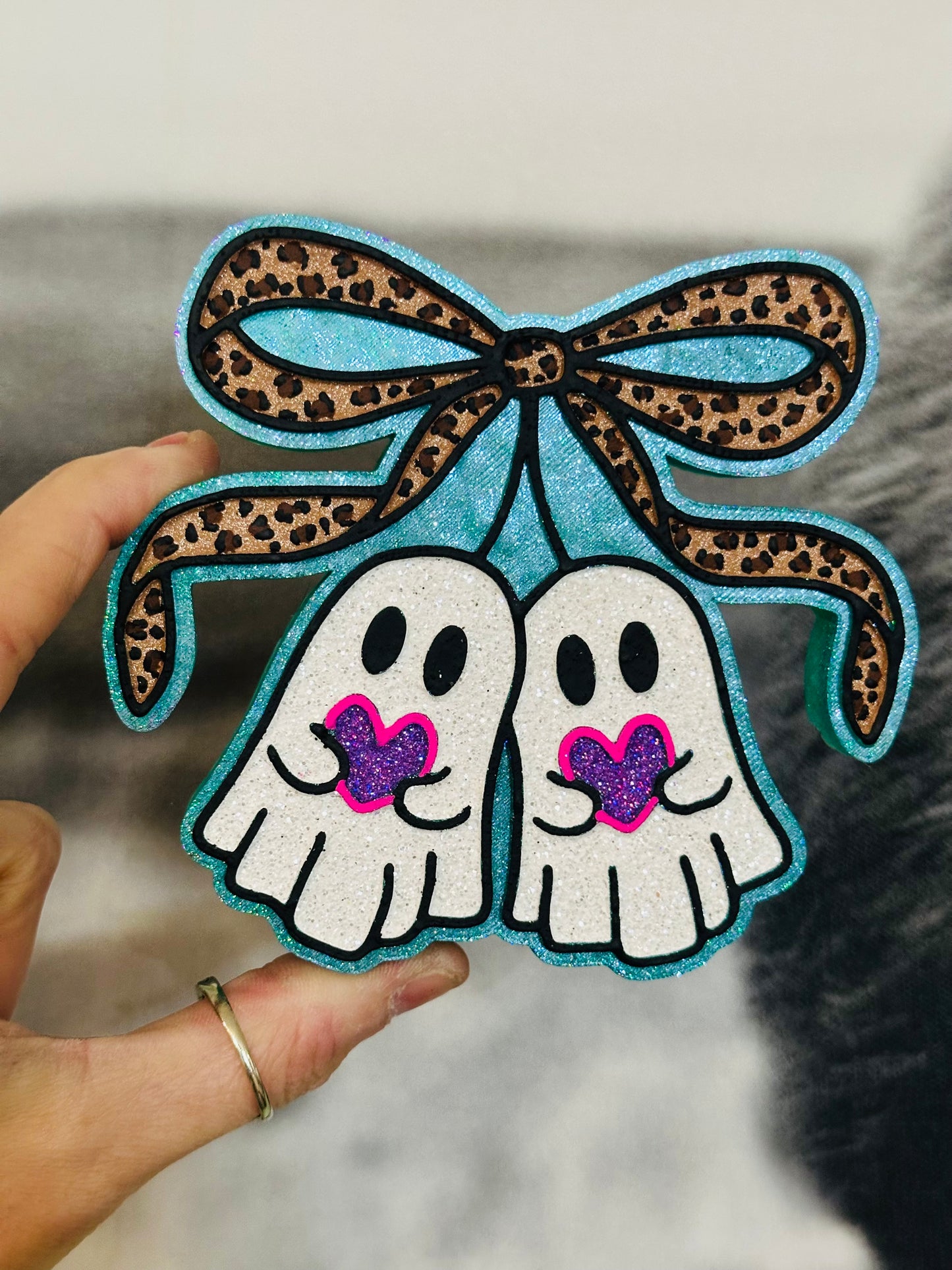 Leopard Ghost Bow Car Freshie
