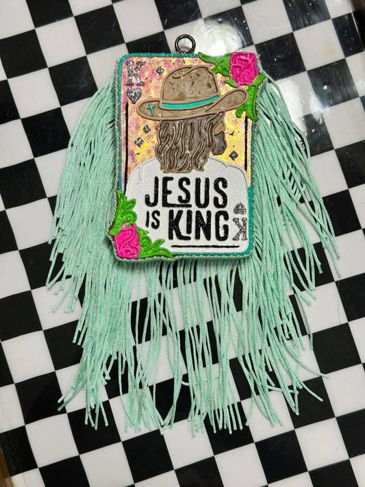 Jesus is King w/ fringe Car Freshie