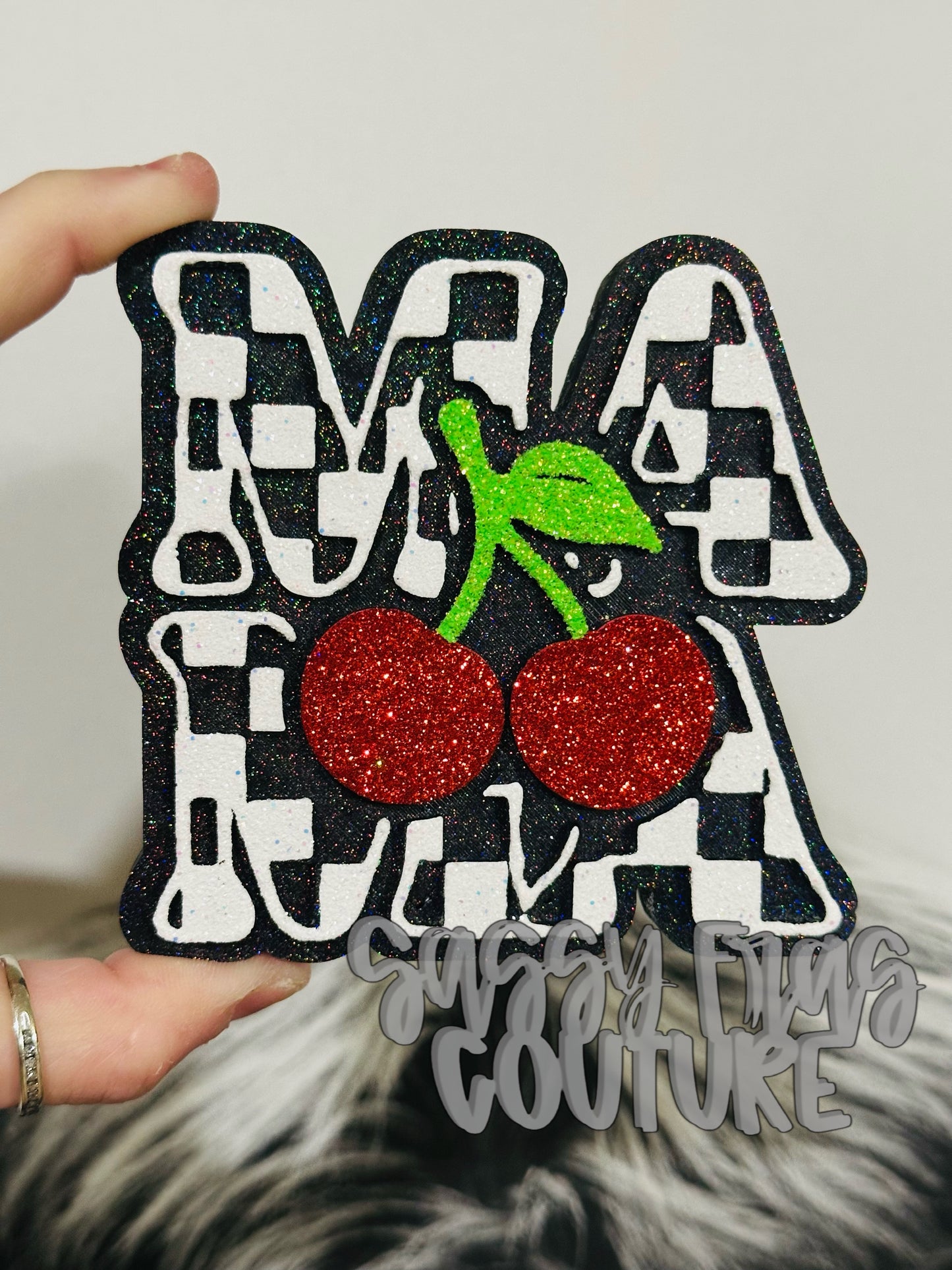 Checkered Mama w/ Cherries Car Freshie