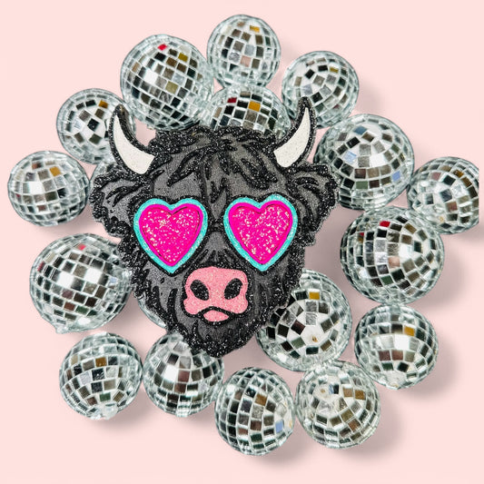 Black Highland w/ Heart Glasses Car Freshie
