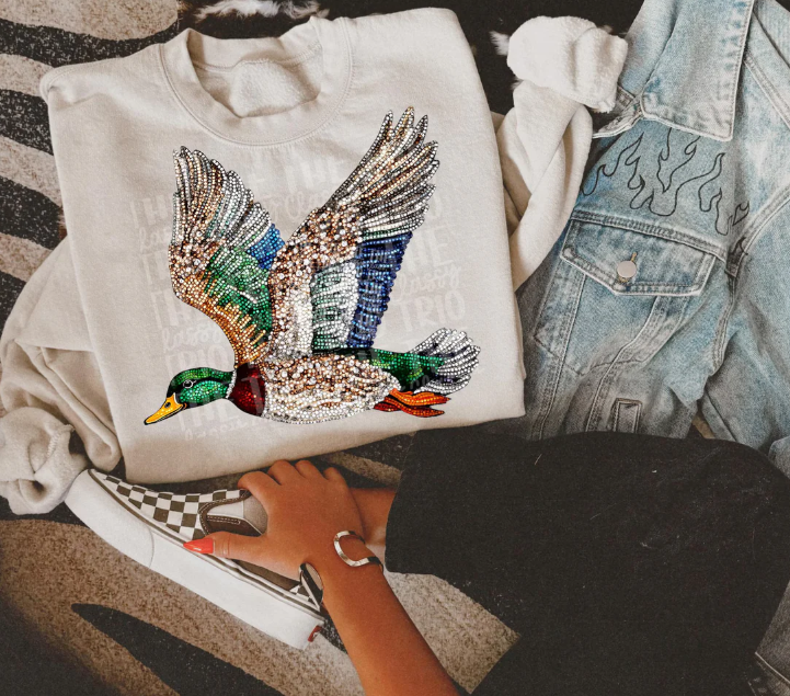 Faux Rhinestone Duck Sweatshirt